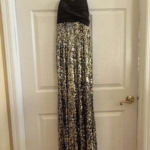 Beautiful black gold and silver sequined evening dress